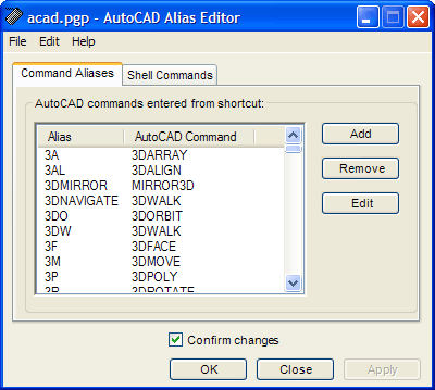 AutoCAD Alias Editor