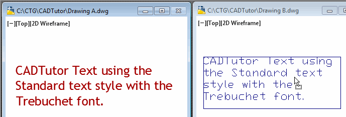 Copying text from one drawing to another