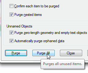 Purge dialog box