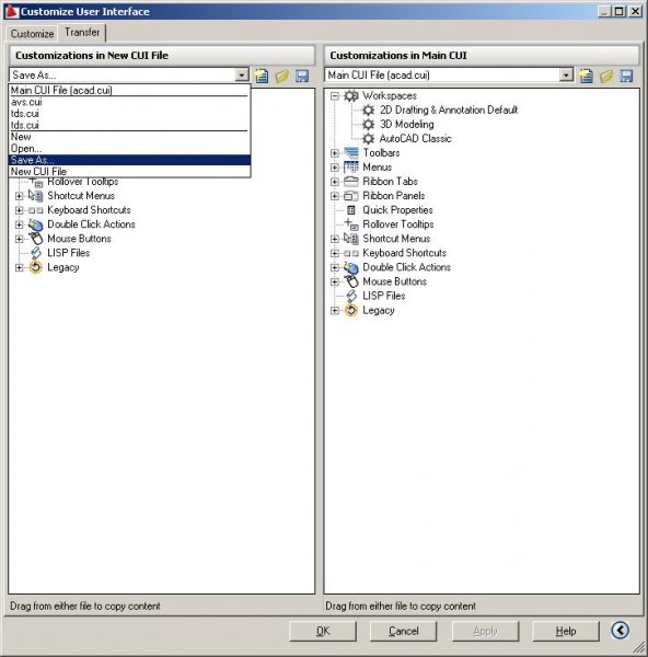 How can i rename menu in autocad - The CUI, Hatches, Linetypes, Scripts ...