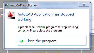 Application has stopped working a problem