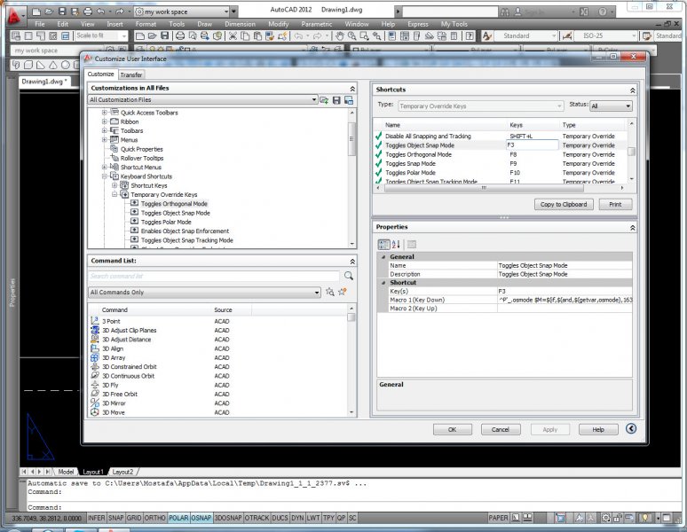 re-assigning a key to toggle ortho - AutoCAD General - AutoCAD Forums