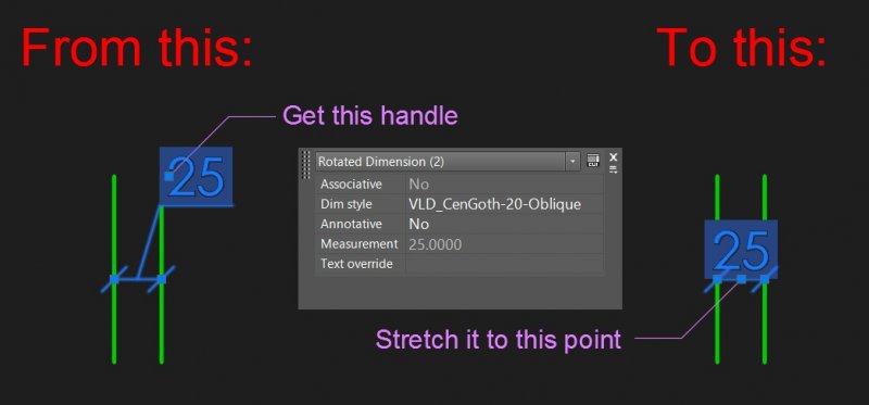 Stretch Text Position Of Dimension - AutoLISP, Visual LISP & DCL ...