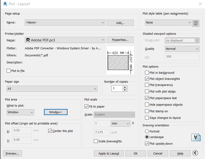 Viewport scale. Page scaling Shrink to Printable area. SINAMP pdf Layout.