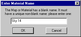 Enter Material Name Dialogue Box