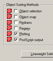Object Sort Method Dialogue Box