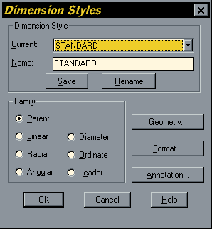 Dimension Styles Dialogue Box